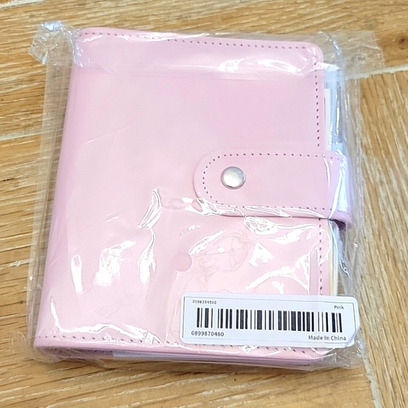 Pink Leather BUDGET BINDER Cash Envelopes 8 Zipper Pockets/24 Labels NWT - Picture 3 of 3